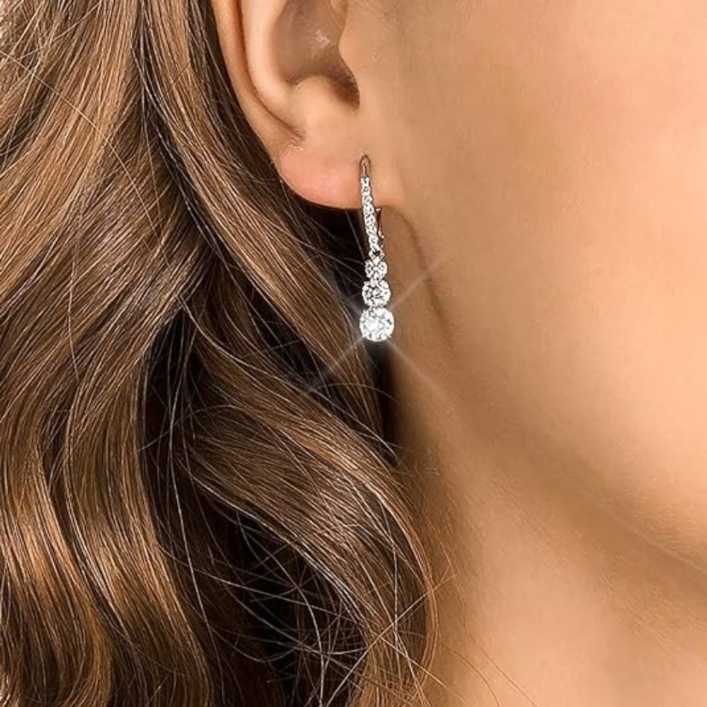 NWT Sparkling Bling Swarovski Crystal Rhinestone Drop Earrings Or Neckla… - Picture 4 of 9